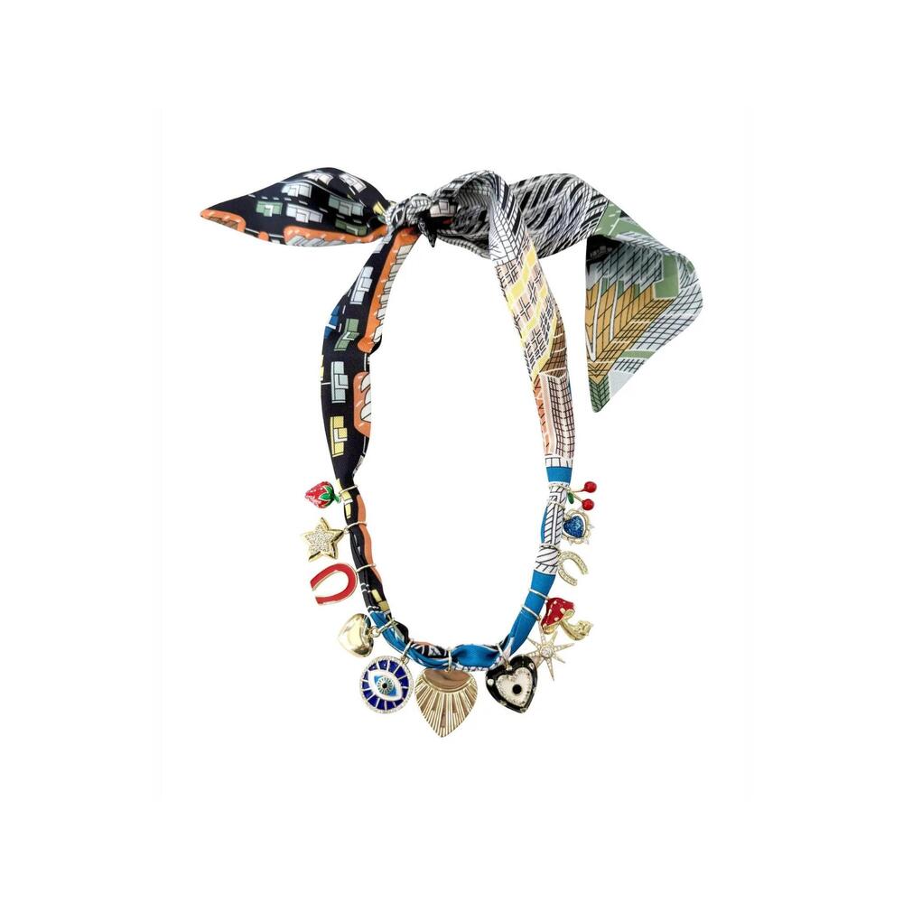 NEW GEMELLI women's scarf charm necklace in multi-color